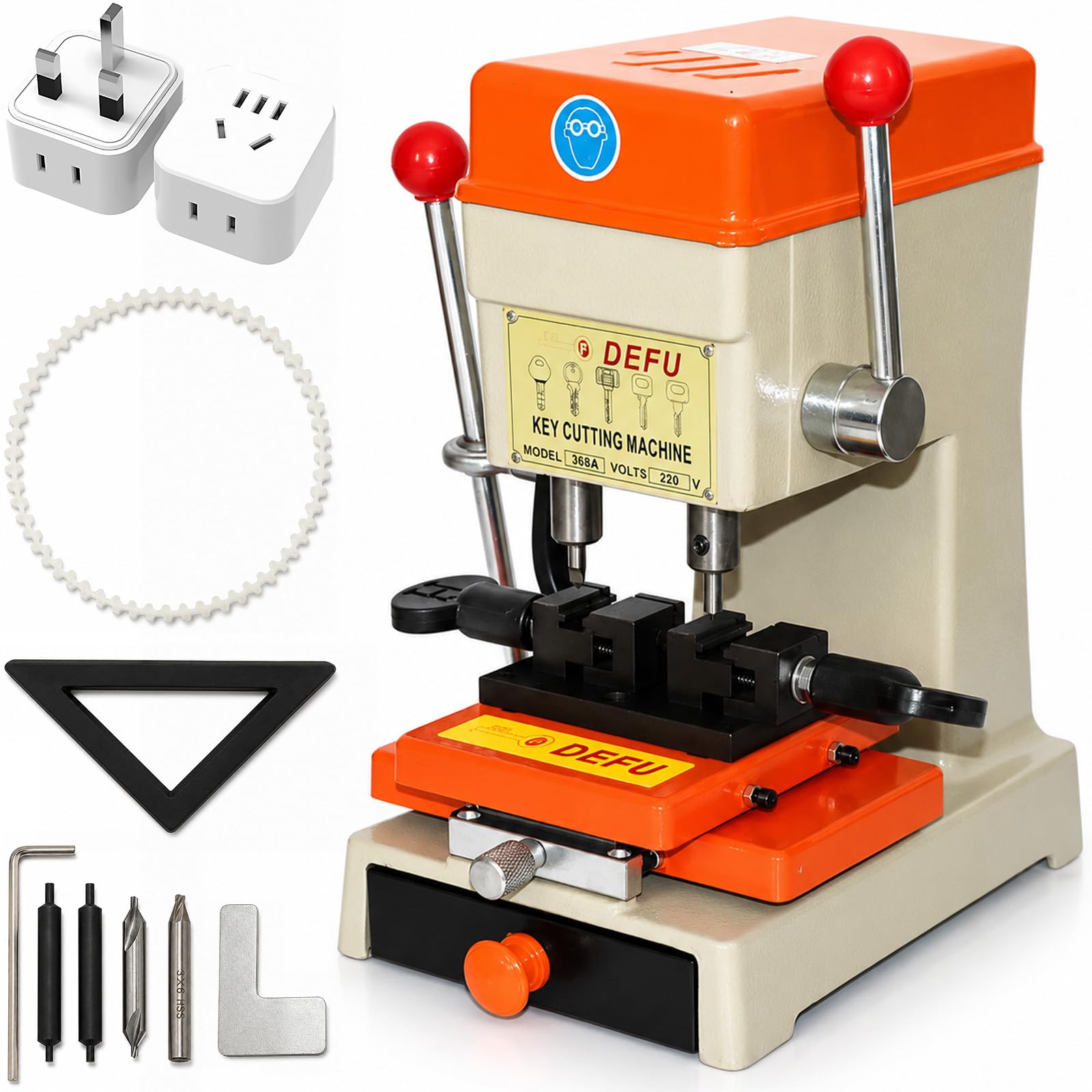 120W 368A Vertical Key Cutting Machine, Key Duplicator with Hardened Steel Ball Rails and Ball Bearings, Precise Keys Copy Machine for Grooved, Wavy, 3 or 4 Row Cylindrical & Car Lock Keys