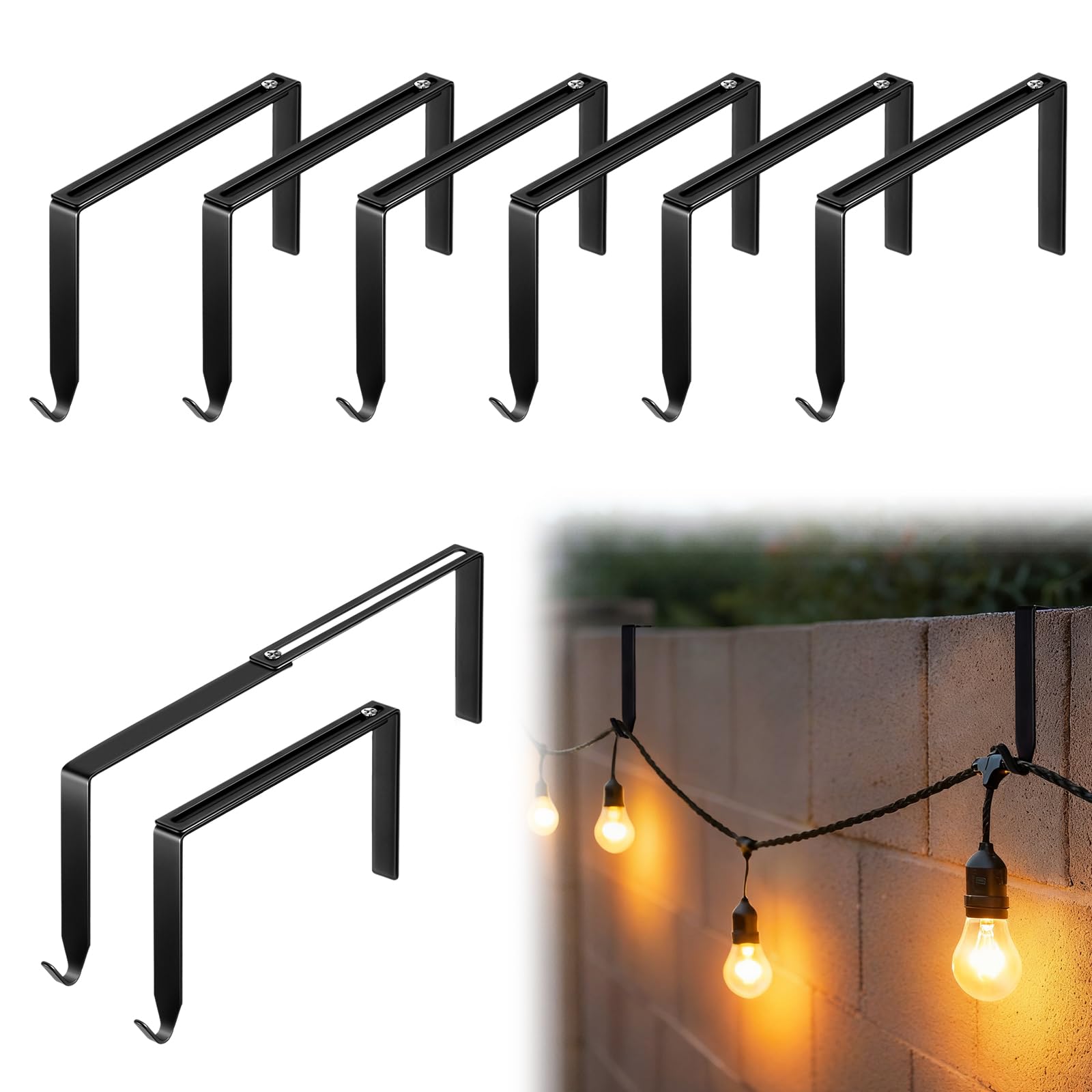 Crochet réglable guirlande extérieure sans perçage pour fixer sur muret parpaing et clôture jardin