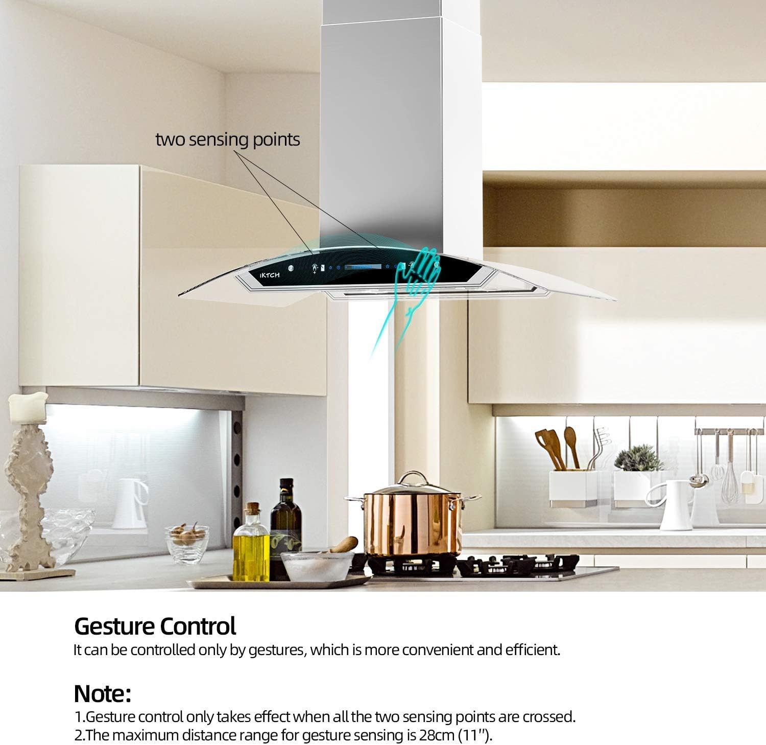 Uр Tо 40% оƒƒ IKTCH 30 inches Island Mount Range Hood, 900 CFM Stainless Steel Kitchen Chimney Vent with Gesture Sensing & Touch Control Switch Panel, 4 Pcs Adjustable Lights, 2 Pcs Baffle Filter IKIS01-30 Bеѕt Dеаl 🛒 IKTCH 30 inches Island Mount Range Hood, 900 CFM Stainless Steel Kitchen Chimney Vent with Gesture Sensing & Touch Control Switch Panel, 4 Pcs Adjustable Lights, 2 Pcs Baffle Filter IKIS01-30