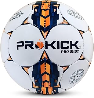 Prokick Pro Shot Hand Stitched 32-Panel PU Football, Size 5 (White/Navy/Orange) Price In India