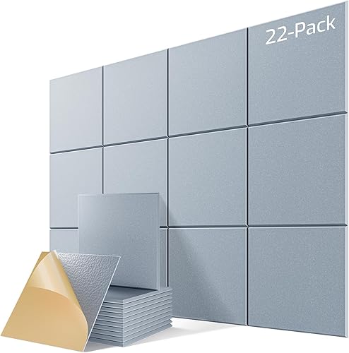 Miniatura 69 de Paquete de 12 paneles acústicos autoadhesivos, paneles de espuma de alta densidad a prueba de sonido de 12 x 12 x 0.4 pulgadas para paredes, paneles