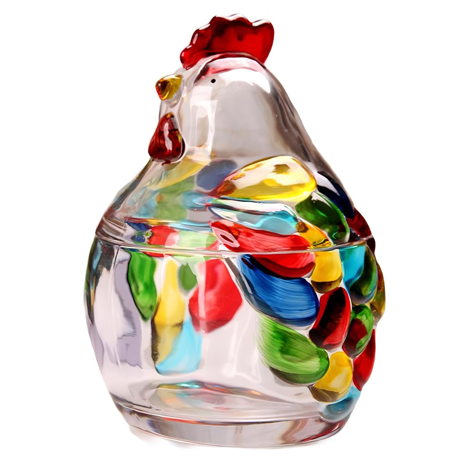 YWLUUOO Glass Candys Jar Rooster on Nest Candy, Cookie Jars Biscuits Food Storage Container Decorative Snacks Bowl Glass Rooster