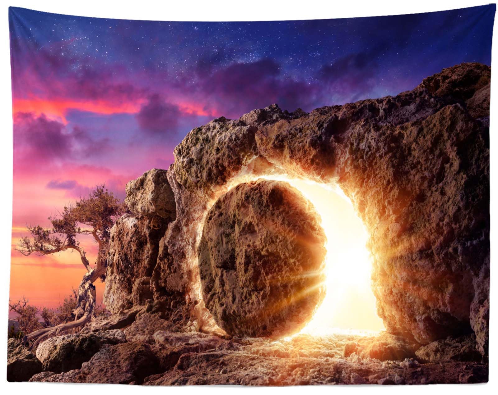 3x2.5m La tomba di Gesù Sfondo Tomba di pietra vuota Sfondo fotografico Crocifissione di Gesù Cristo Luci sante Sfondo croce Dio benedica Gesù Preghiera cristiana Photo Booth