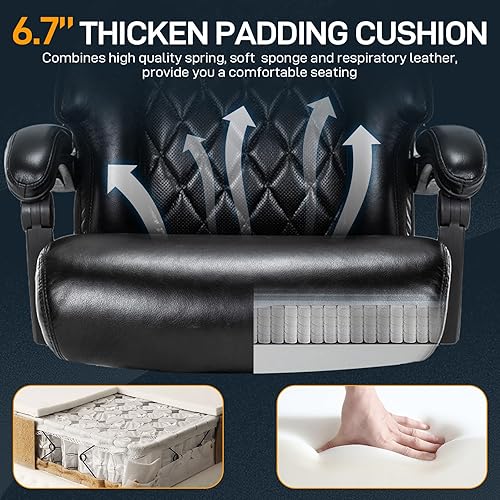 Miniatura 3 de Silla de oficina grande y alta de 500 libras con reposapiés, respaldo alto, silla ergonómica reclinable para personas pesadas, silla de oficina