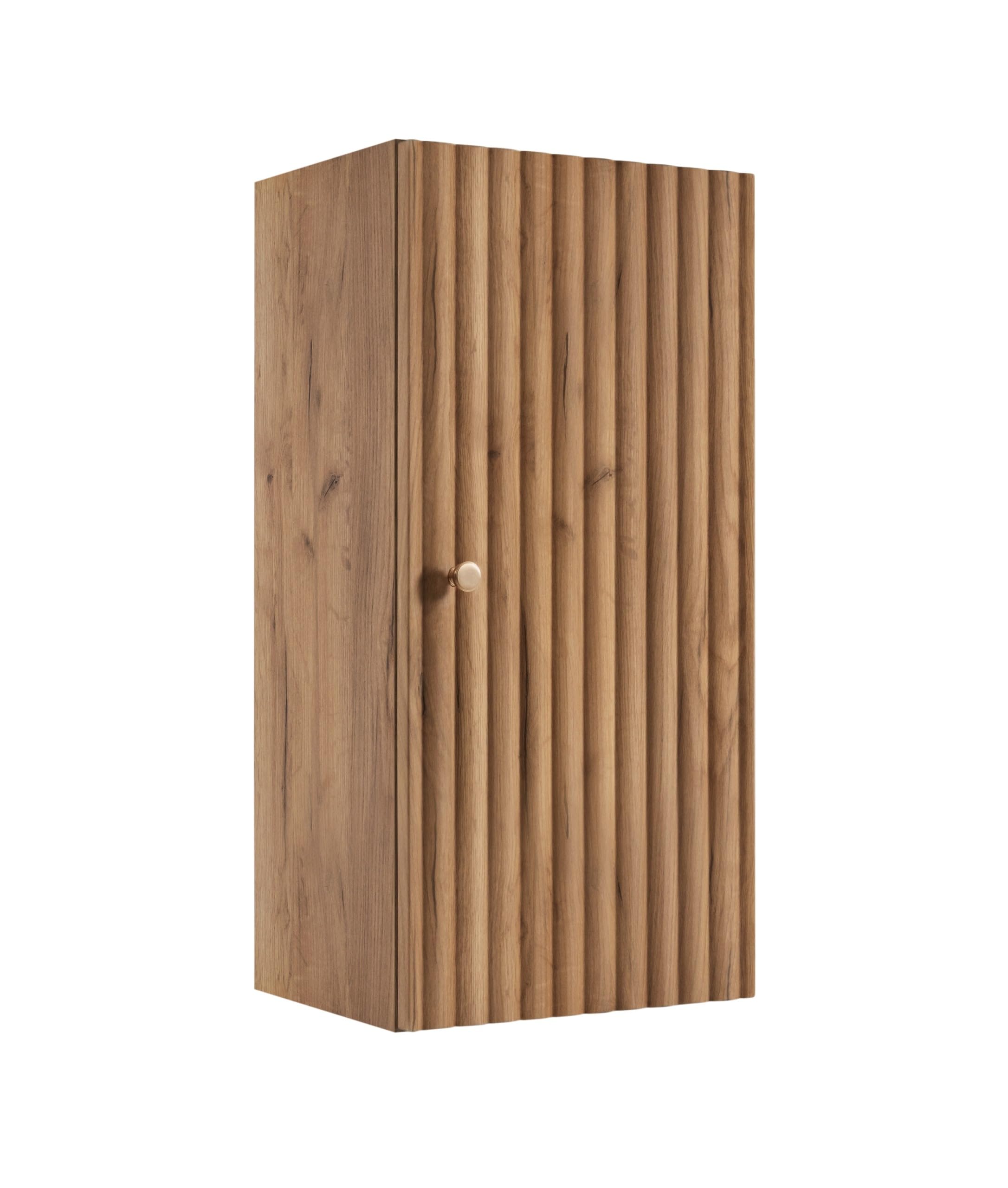 Pensile bagno sospeso 68x35 cm, frontale MDF cannettato, Rovere Craft Oro