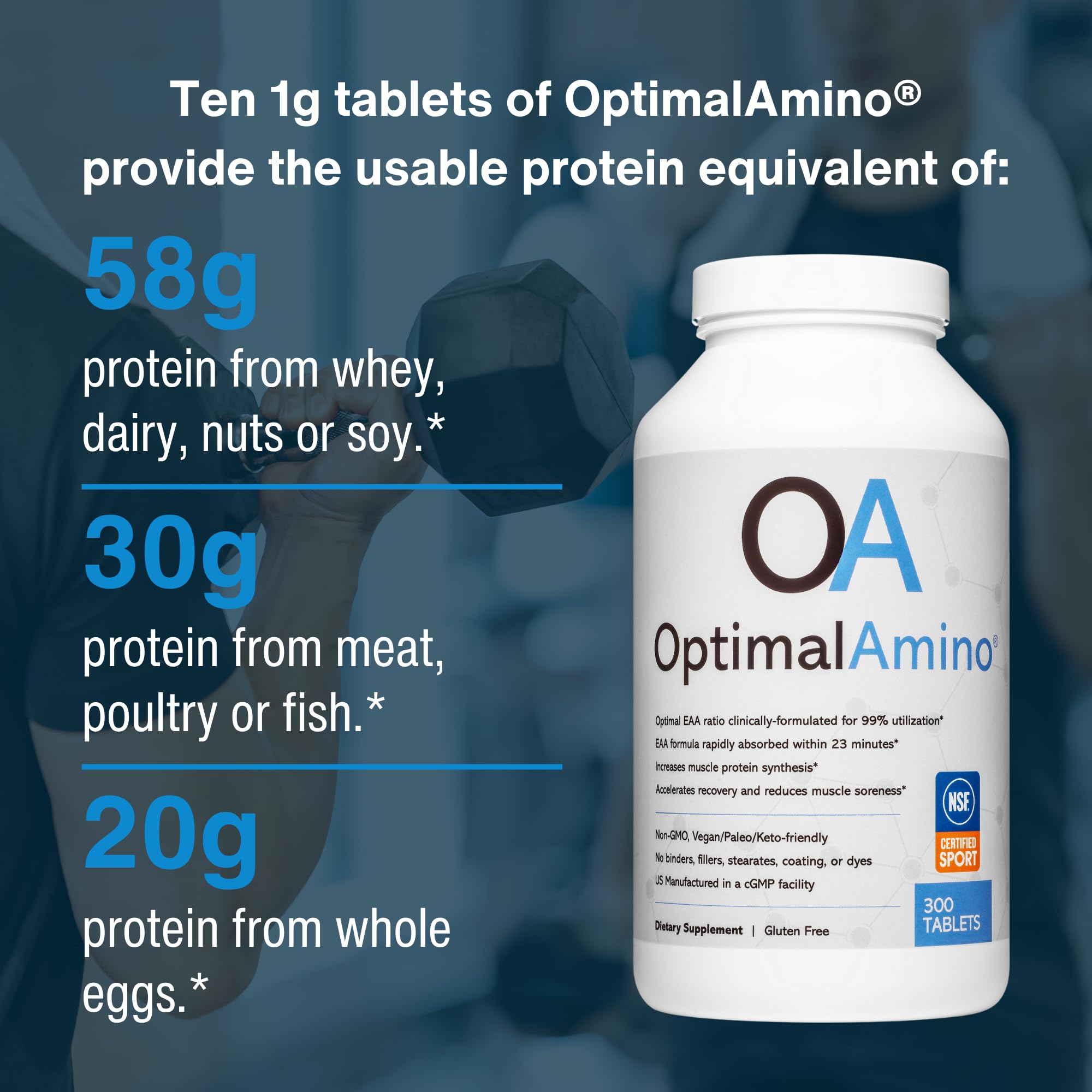 OptimalAmino | Essential Amino Acid Tablets | 300 Count — Amazon image 6