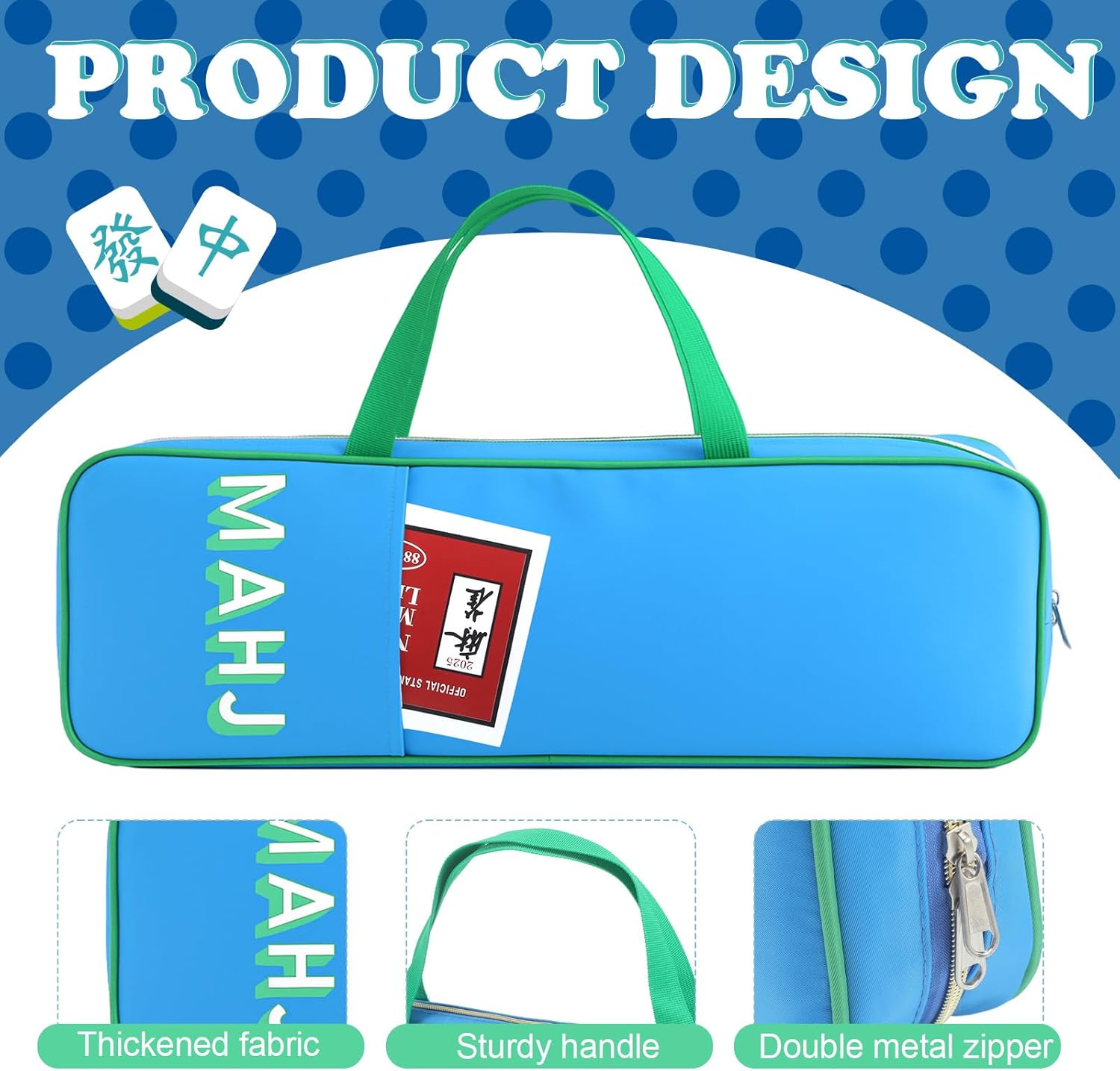 Aliceset Mahjong Rack Storage Bag 21 x 6.5 x 2 Inches Mahjong Gifts for Women Mah Jong Tile Bags with Zipper for Tiles and Pushers Rack Storage Bags Gifts Accessories(Only Bag)(Royal Blue)