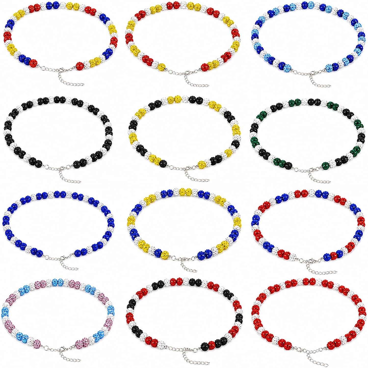 Baseball Beaded Necklace Bling Baseball Drip Accessories | Glitter Baseball Chain Necklaces 18 Inch, Rhinestone Diamond Ice Baseball Jewelry Gifts for Men Women Sport Team Lovers Fans