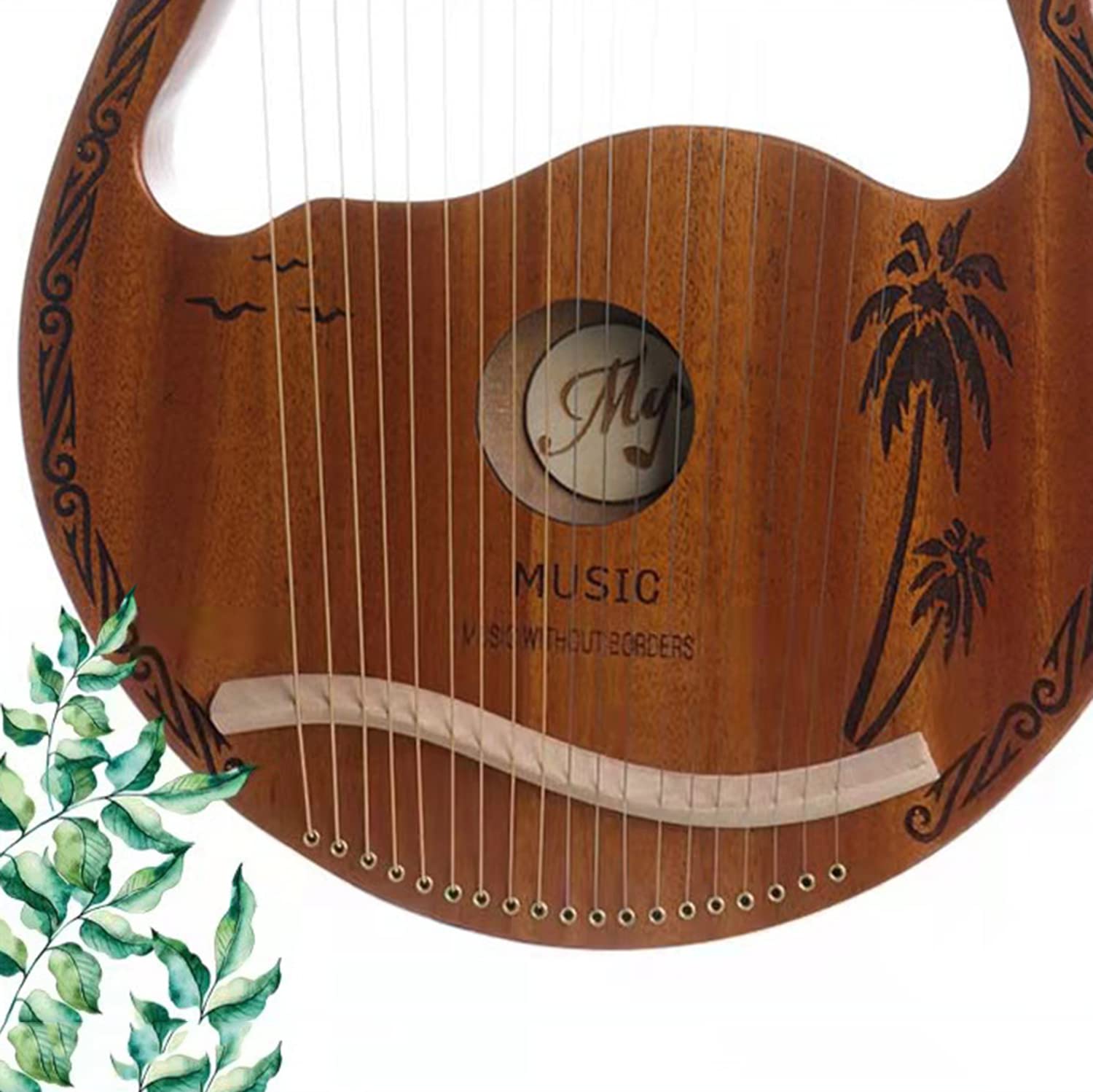Arpa lira, arpa portatile 19 corde in mogano con chiave accordatura e manuale d'uso, strumento musicale lira per amanti della musica e principianti.