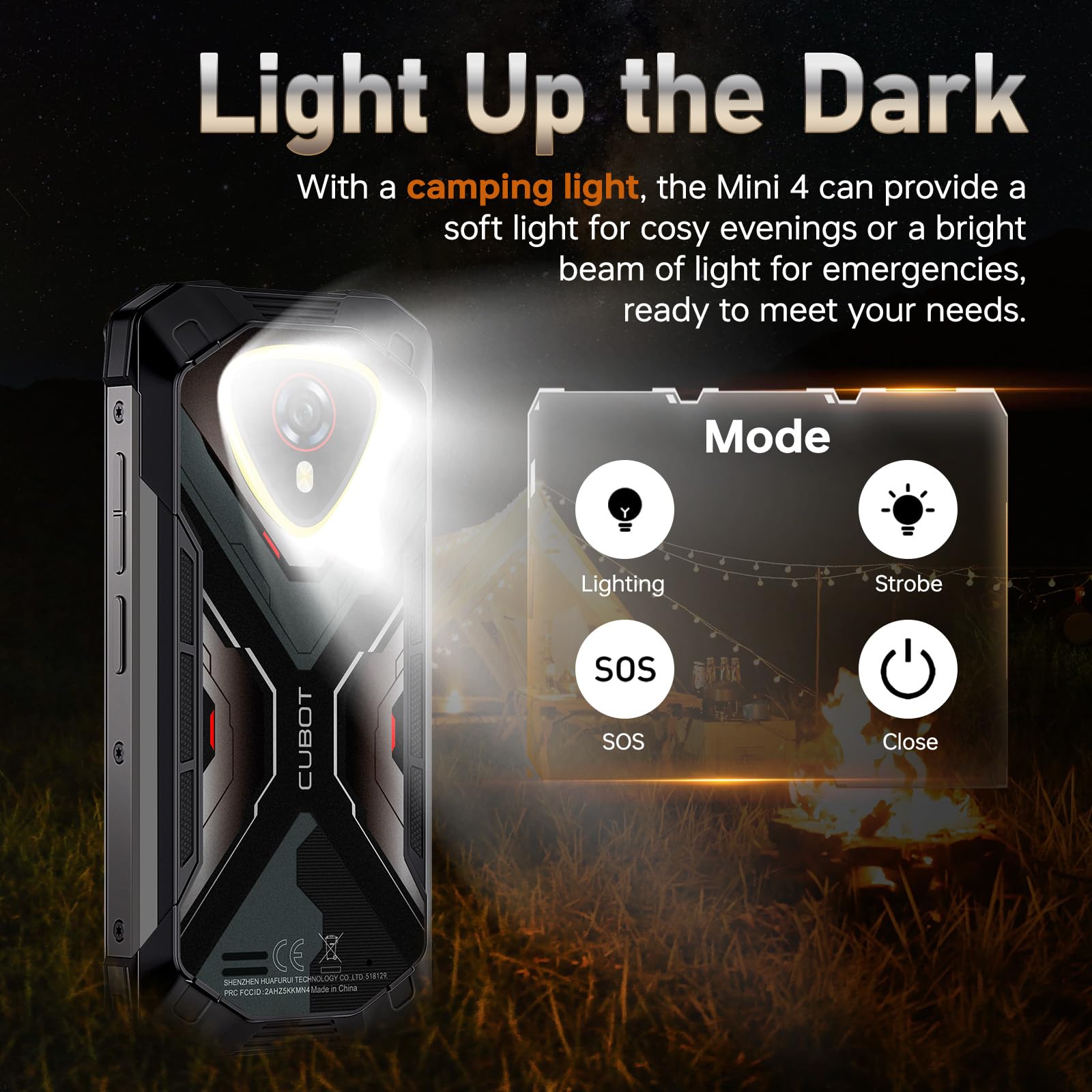 CUBOT Kingkong Mini 4 Rugged Smartphone Android 15, 16GB+128GB/1TB Telefono Indistruttibile, 90Hz 4.7'' Display, Campeggio Luce, 48MP, 4700mAh Celluare Antiurto, 4G Dual SIM/NFC/IP68/Widevine L1