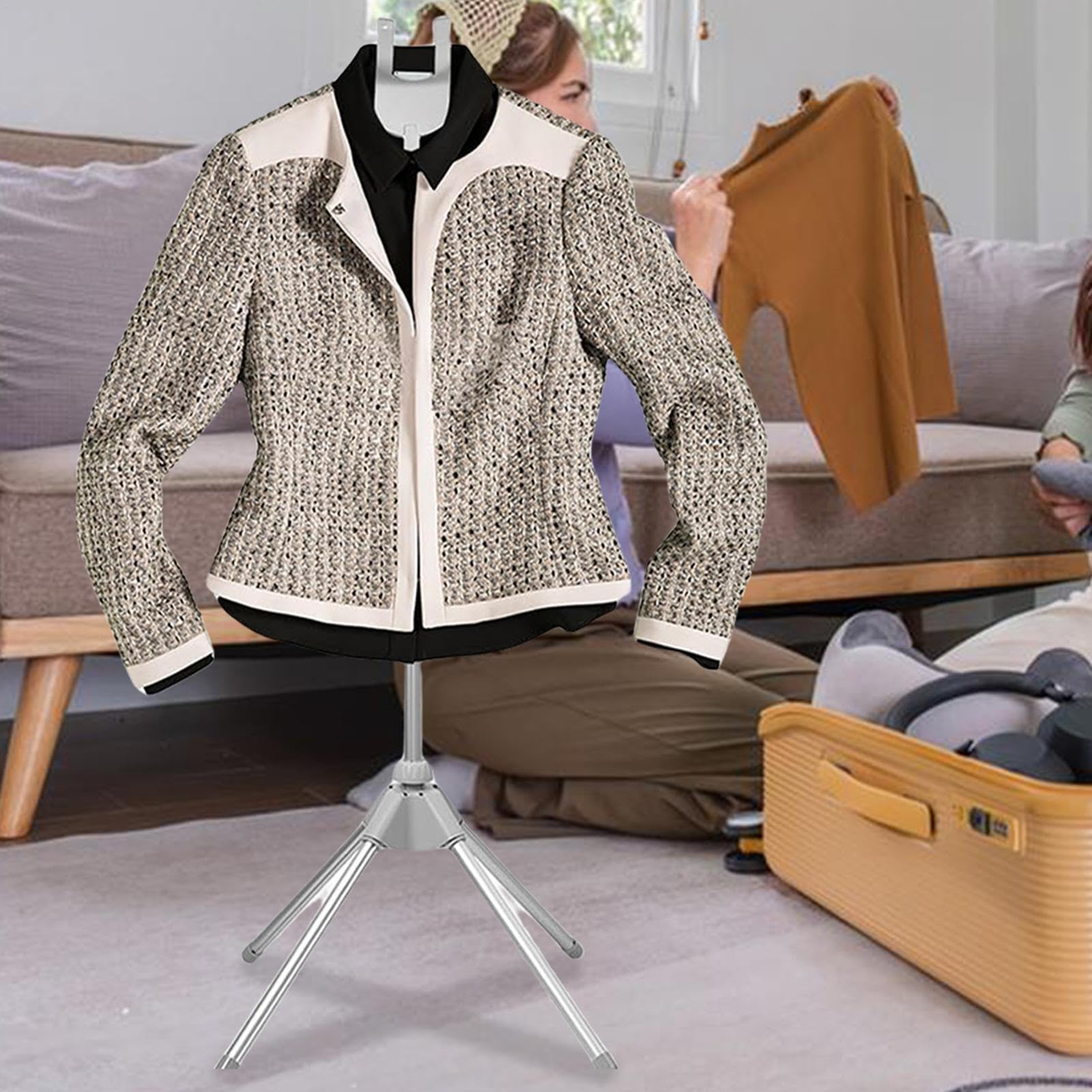 Support pour Fer à Repasser, Support trépied Portable et Robuste, antidérapant + stabilisateur Anti-Inclinaison, Aluminium chromé résistant à la Rouille, pour Magasin de vêtements, Chambre à