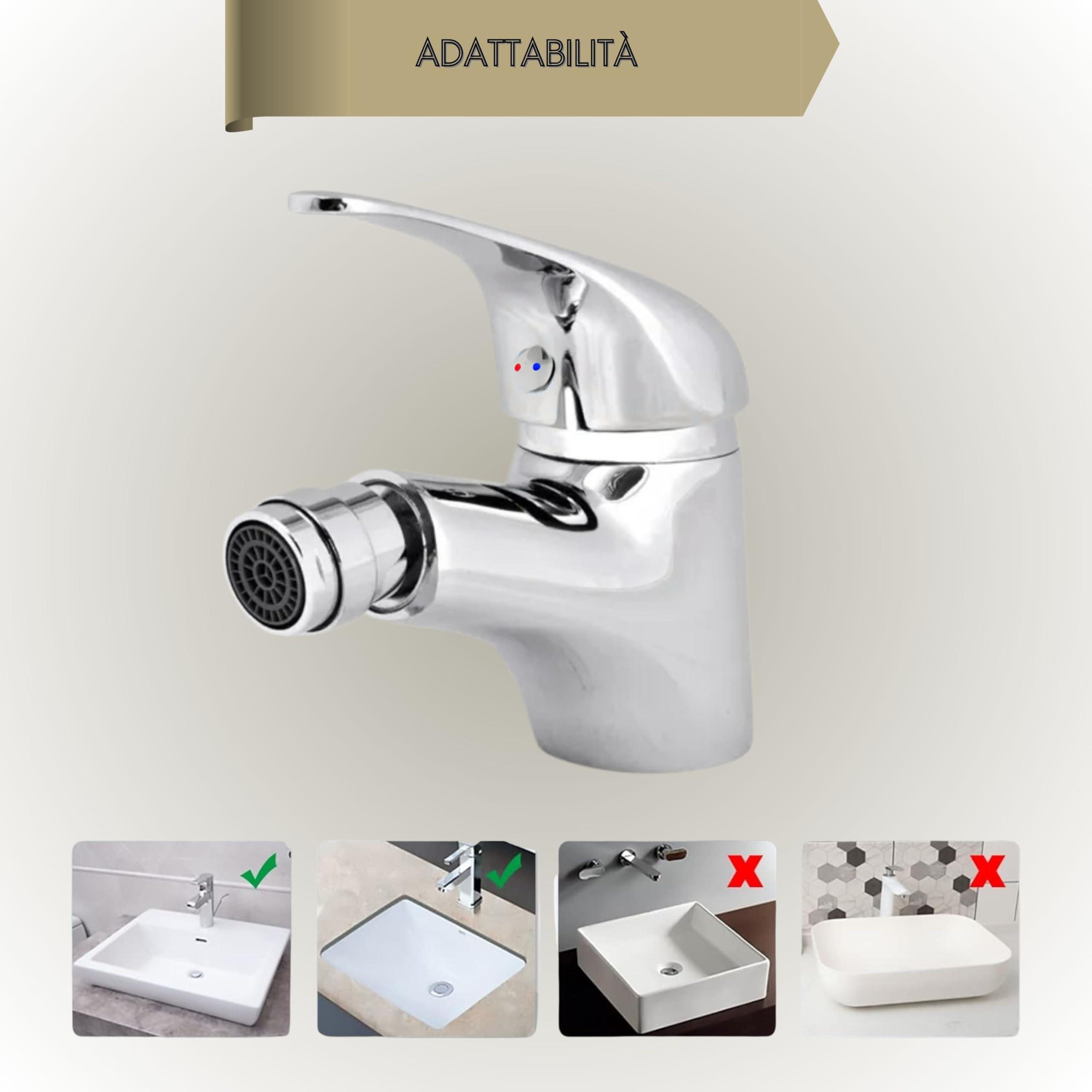 Yasta Rubinetto Bidet Miscelatore Argento con Testa Mobile Orientabile 360 Gradi per Lavabo Lavandino, Leva Monocomando
