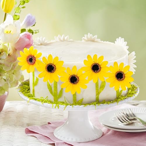 Miniatura 6 de Gyufise 15 piezas de decoración de pastel de girasol y rosa – Decoración de pastel de girasol y rosa para cumpleaños, verano, boda, fiesta y