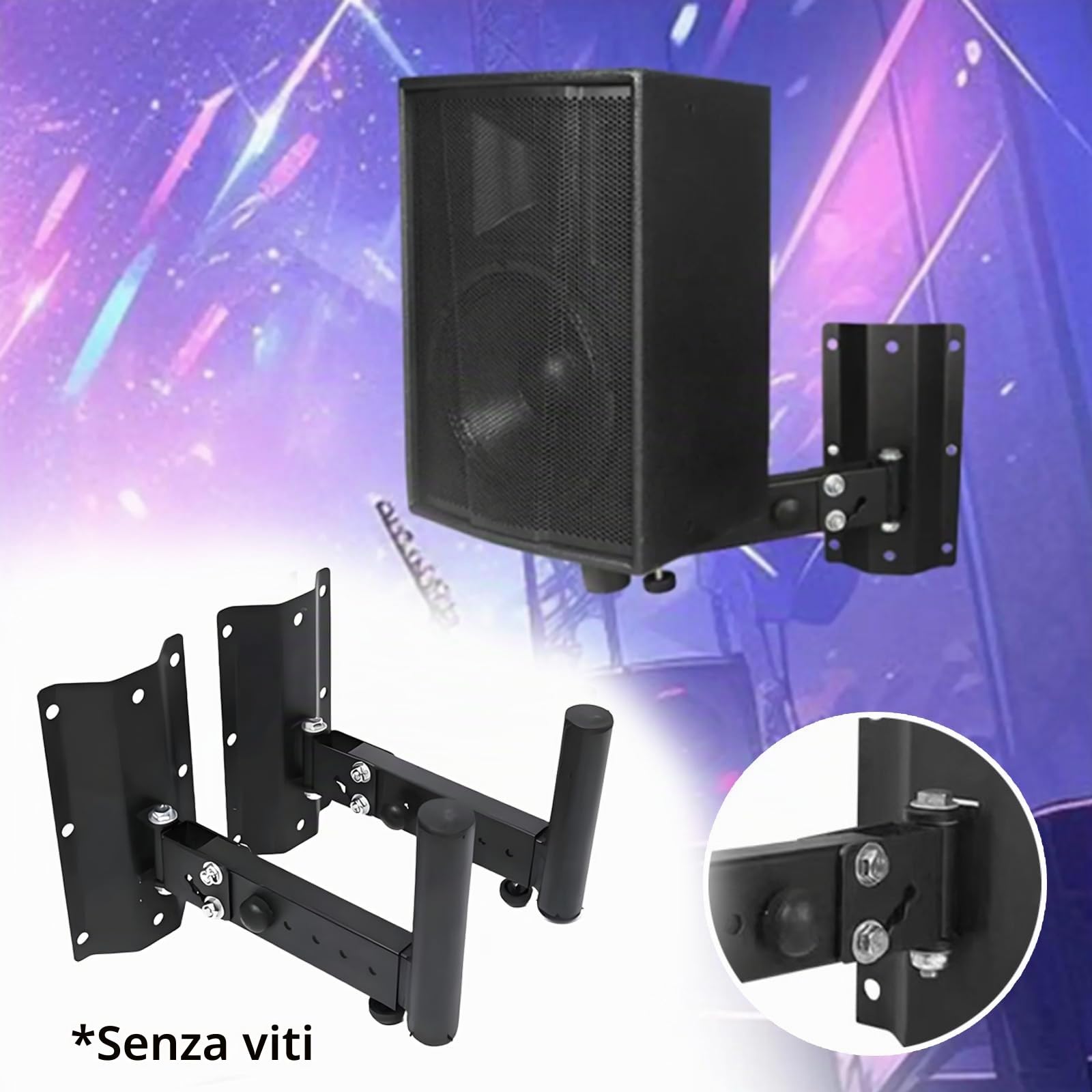 Supporto Per Altoparlante Da Parete In Metallo, 2PCS Scatole Per Altoparlanti A Parete Staffa Regolabile Supporto Per Altoparlante Per Montaggio A Parete Per Altoparlanti Universali Fino A 35 Kg