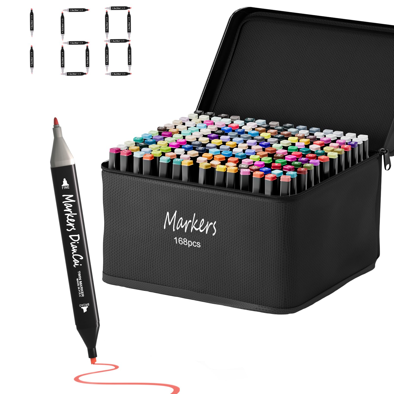 wyewye Alcohol Markers, 168 Colors Dual Tip Permanent Art Marker Set for Artists, Coloring Painting Supplies Sketch Drawing Pens for Adults, Holiday