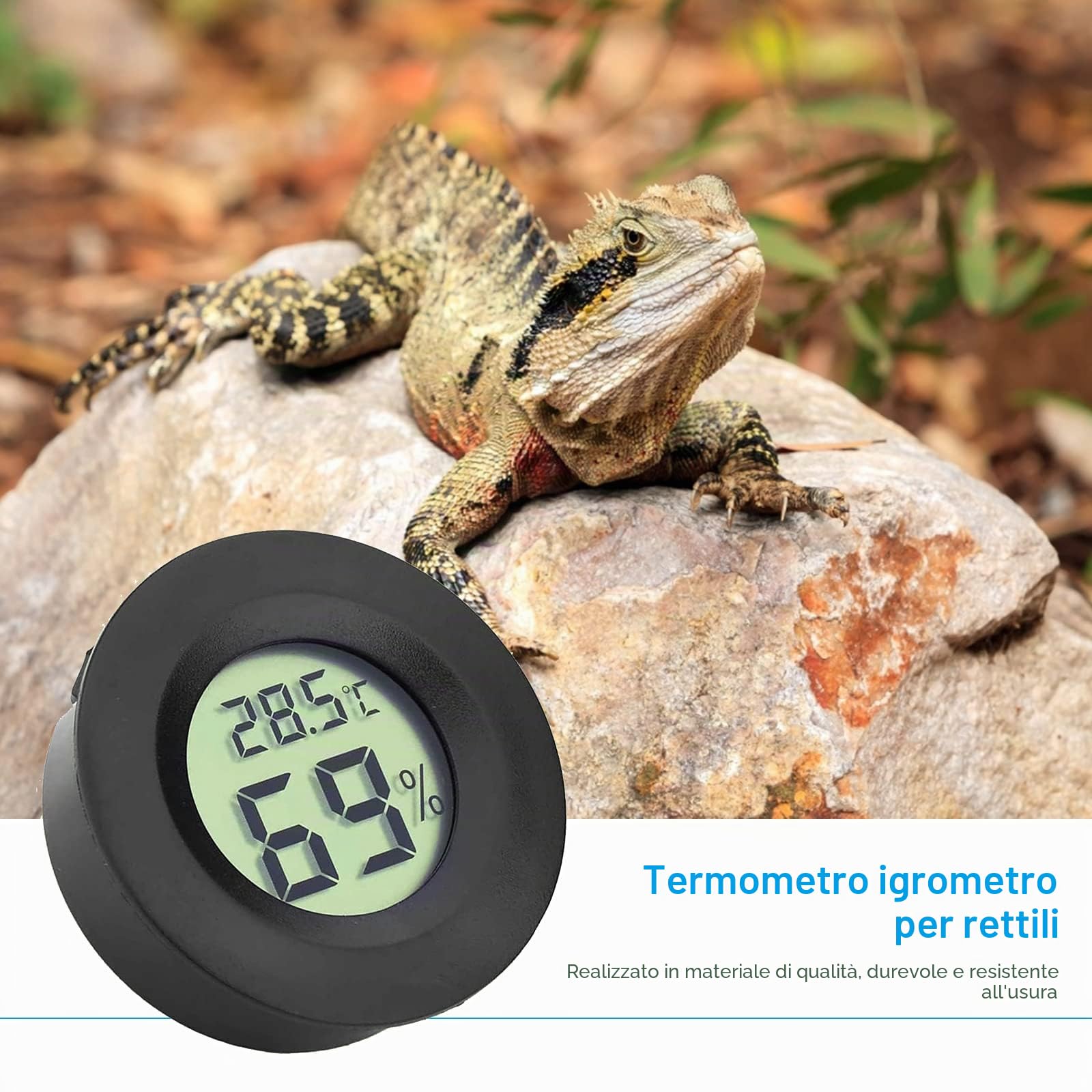 Igrometro Termometro Celsius Monitor LCD Digitale Misuratore di Umidità per Umidificatori Vasetti Incubatori Custodia Chitarra Rettili Serra Per Auto (3pcs Nero)