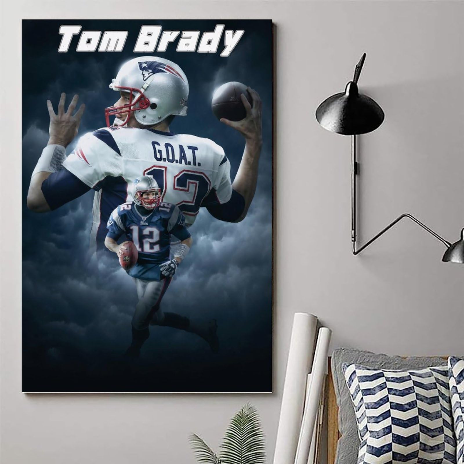 Artery8 Stampa Su Tela Football Americano - Quarterback, Pittura A Olio Splatter, 61x61 Cm, Quadro Moderno Per Parete