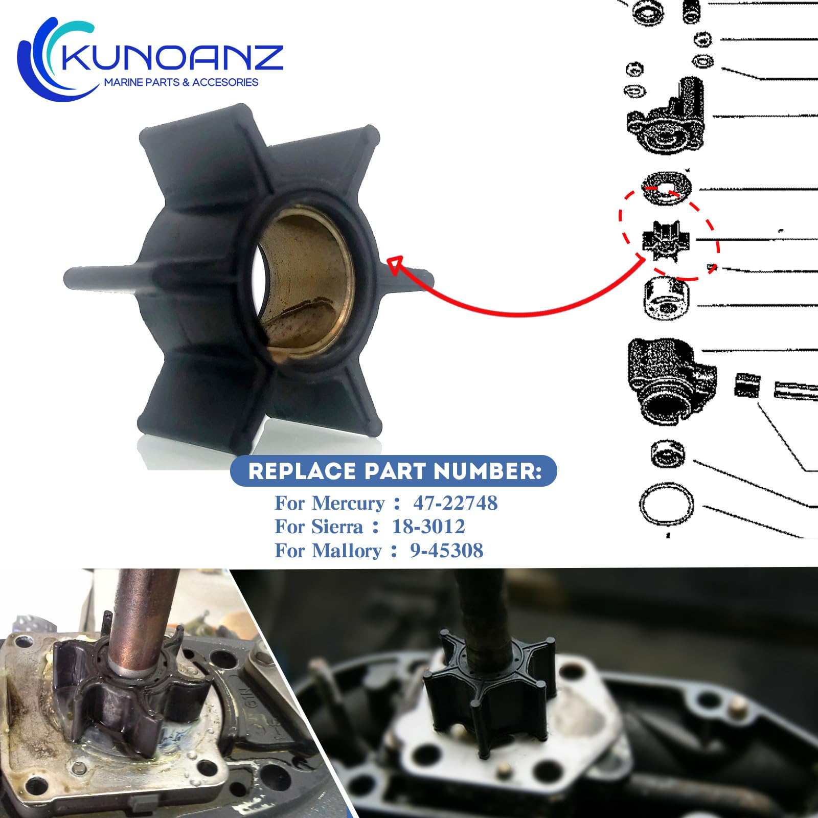 Mercury Impeller Kit 47-43026T2 47-43026Q02 47-430261 Water Pump