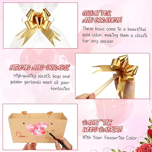 Miniatura 5 de Colarr Paquete de 12 cestas de Navidad para regalo, juego de cesta de regalo vacía de papel kraft con asa, bolsa de envoltura, lazo, bandeja de