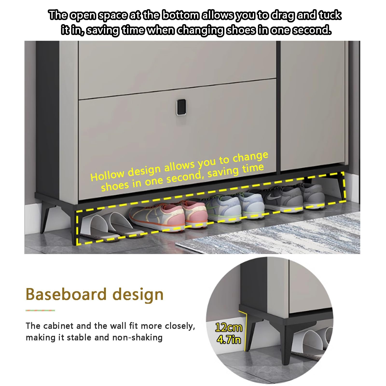 Zapateros modernos con 3 Puertas Abatibles,Madera maciza zapatero entrada recibidor,Gabinete de Zapatos Oculto Delgado,Zapatero con 3 Puertas Abatibles,Adecuado para vestíbulo,pasillo ( Color : White