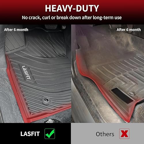 Miniatura 4 de LASFIT Alfombrillas para Toyota Tacoma 2016-2023 (solo para doble cabina), ajuste personalizado, TPE para todo tipo de clima, juego de alfombrillas
