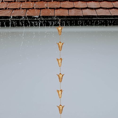 Miniatura 4 de TZSSP Cadenas de lluvia decorativas con 12 tazas, cadena de lluvia para el hogar, jardín, patio, decoración al aire libre, 8-12 de longitud, 102