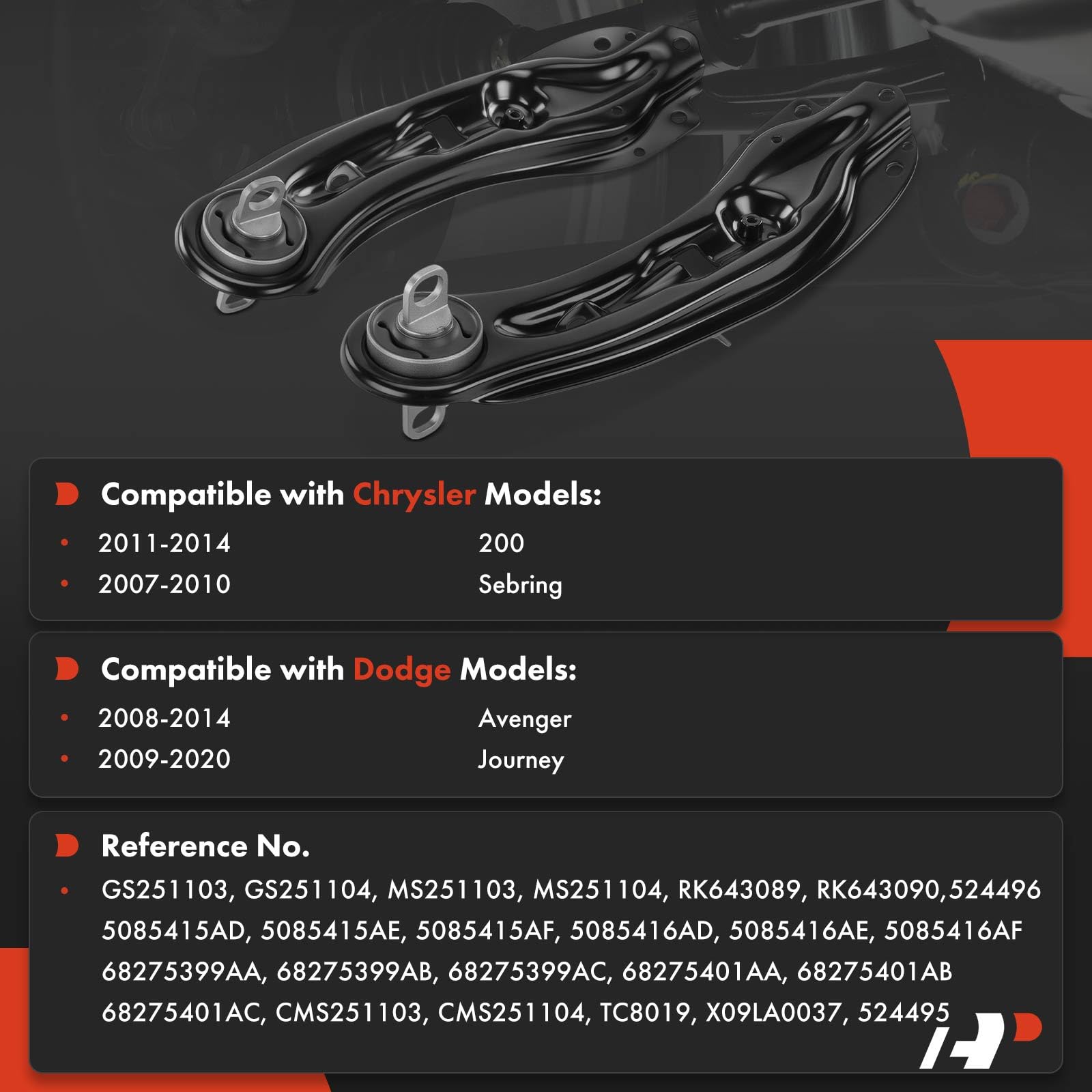 Braccio di controllo inferiore posteriore per Dodge Avenger Journey 2008 2009 2010 e Chrysler Sebring JS 5085417 Punta regolabile AB 1 pezzo  34