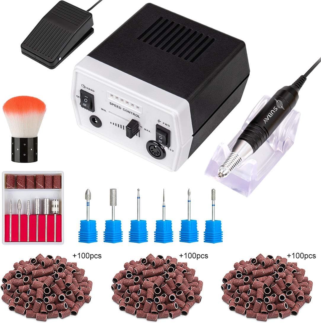Nail Drill Electric Nail File Machine Professional 30000RPM Manicure Drill for Acrylic Nails Pedicure Machine Tool Set Kit Bits,Black