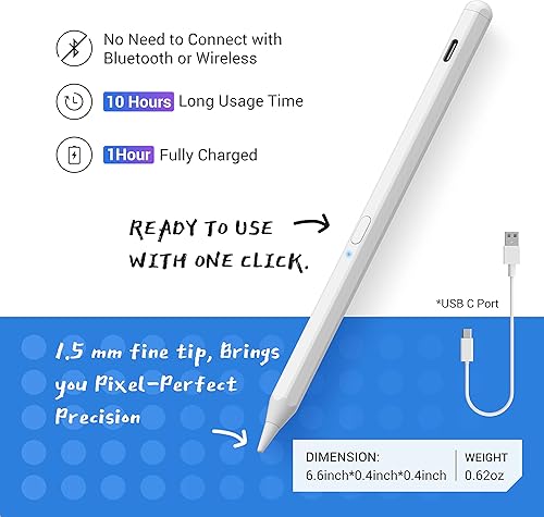 Miniatura 5 de Tilt Sensitivity - Lápiz capacitivo para rechazo de palma para Apple iPad 2018 y posteriores 6789 generaciónipad Pro 11  Pro 129 345Air 345Mini 56