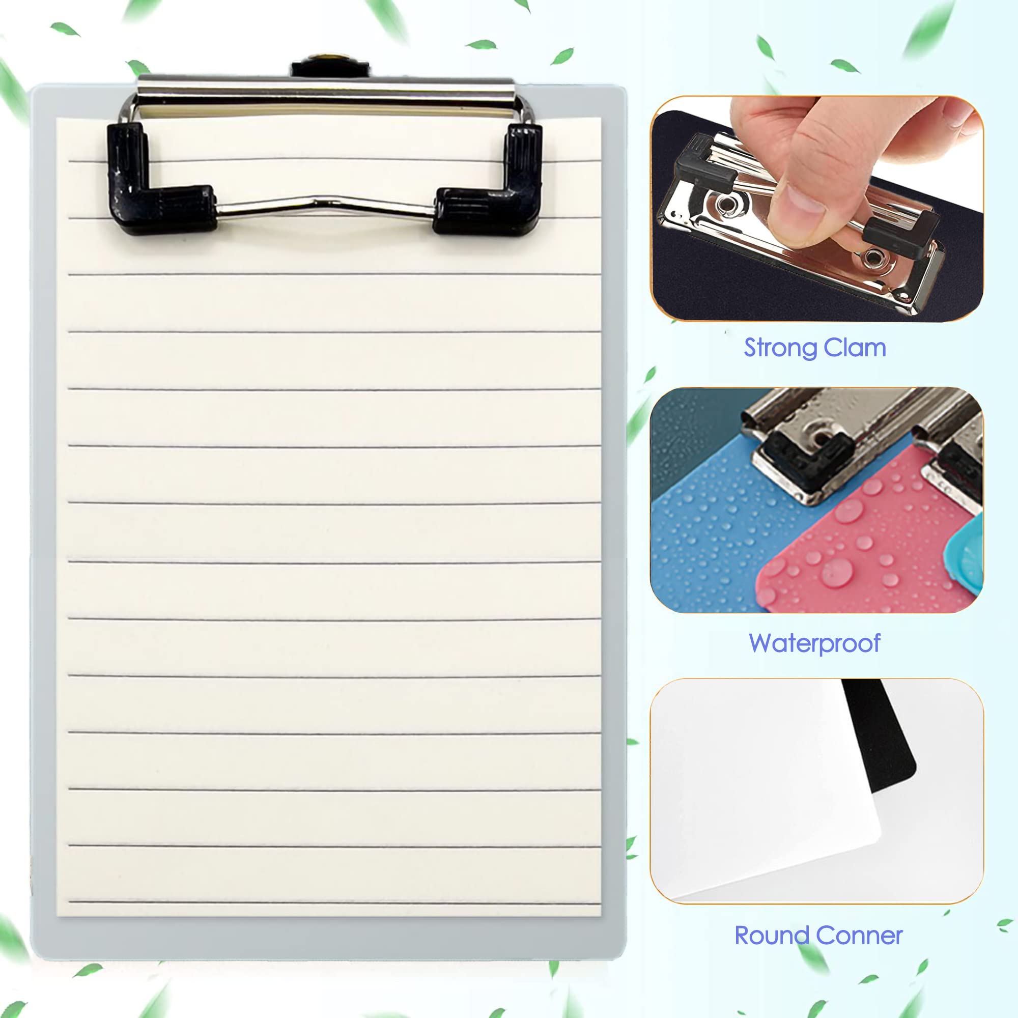 Portablocco A5 Pieghevole Hnogri - Con Clip Metallica E Vano Portaoggetti, Multiuso - Foto 13