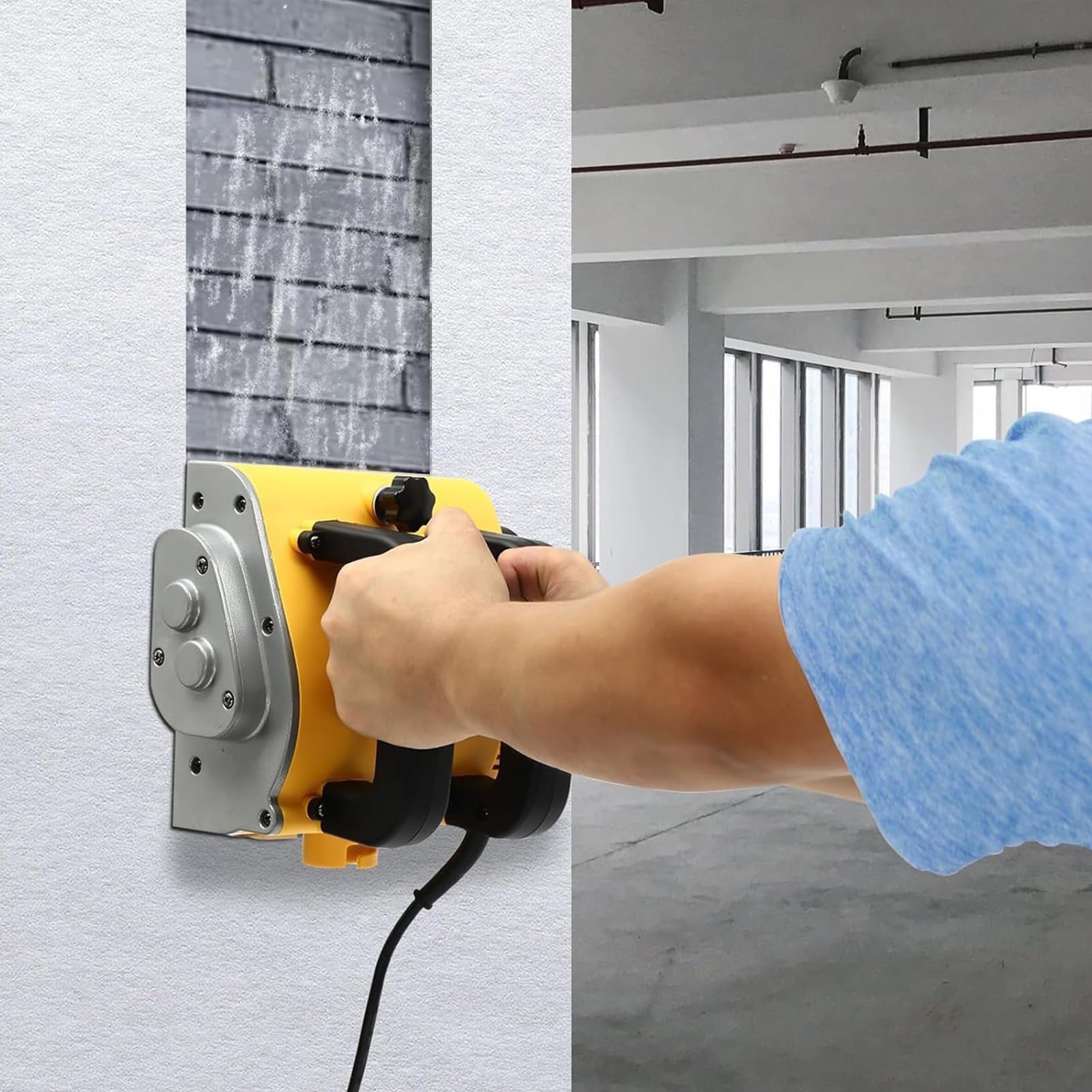 Elektryczna Strugarka do Ścian, Automatyczna Strugarko-Skrobarka do Ścian 1200W z Regulacją Głębokości 1–5 mm, Szerokość Cięcia Ścian 180 mm, Bruzdownica do Remontów Domowych i Profesjonalnego Użytku