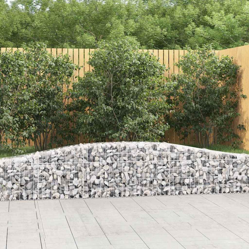 Cestas de gavión (10 unidades, 400 x 30 x 40/60 cm, hierro galvanizado, diseño de arco alto, duradero, protección contra el viento y la privacidad, para jardín, terraza, balcón, pasillo