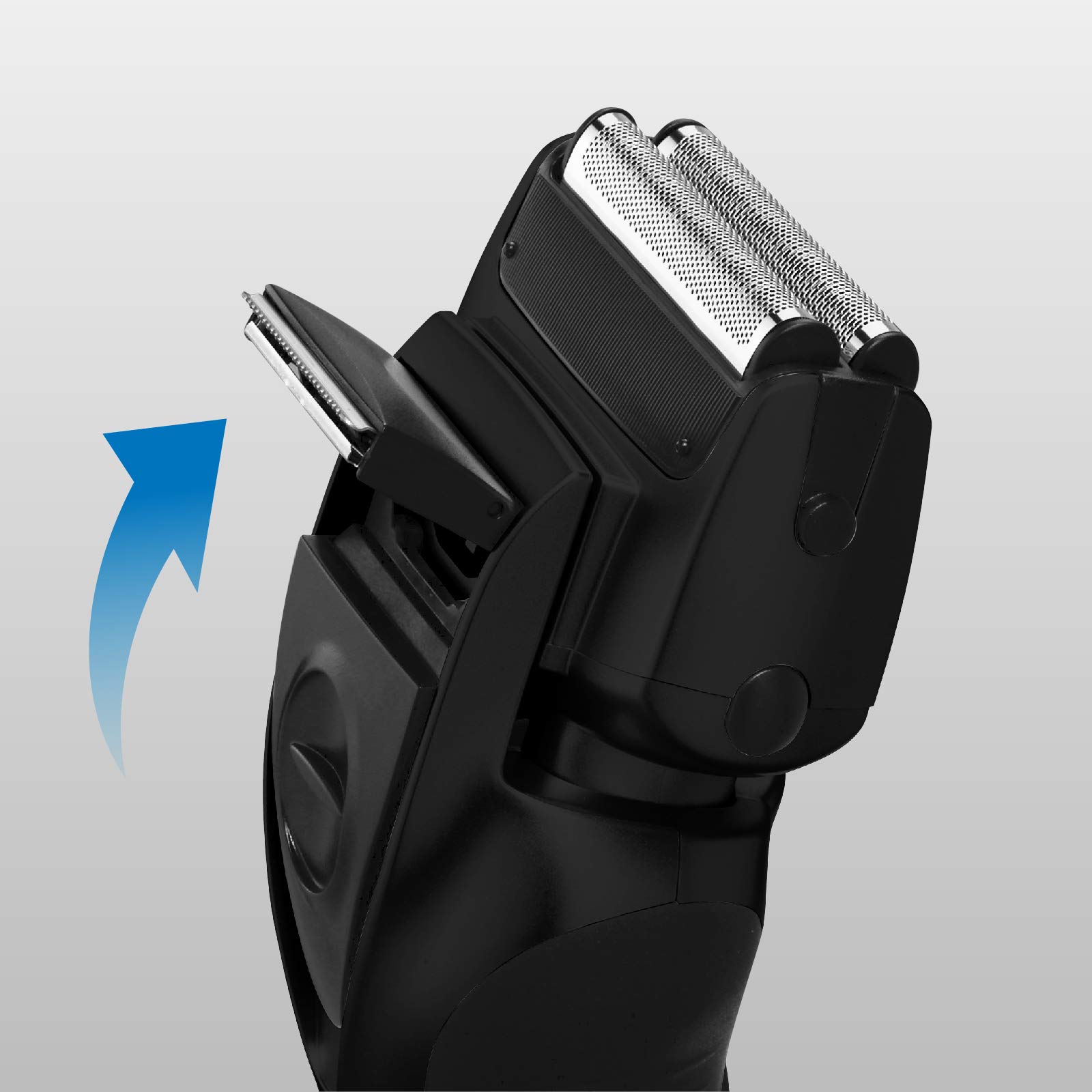 Panasonic ES-RW31-K503 - Afeitadora y recortadora para hombre (2 en 1, hojas precisión nanométrica, cabezal giratorio flexible, lavable, hojas dobles, luz de carga) negro