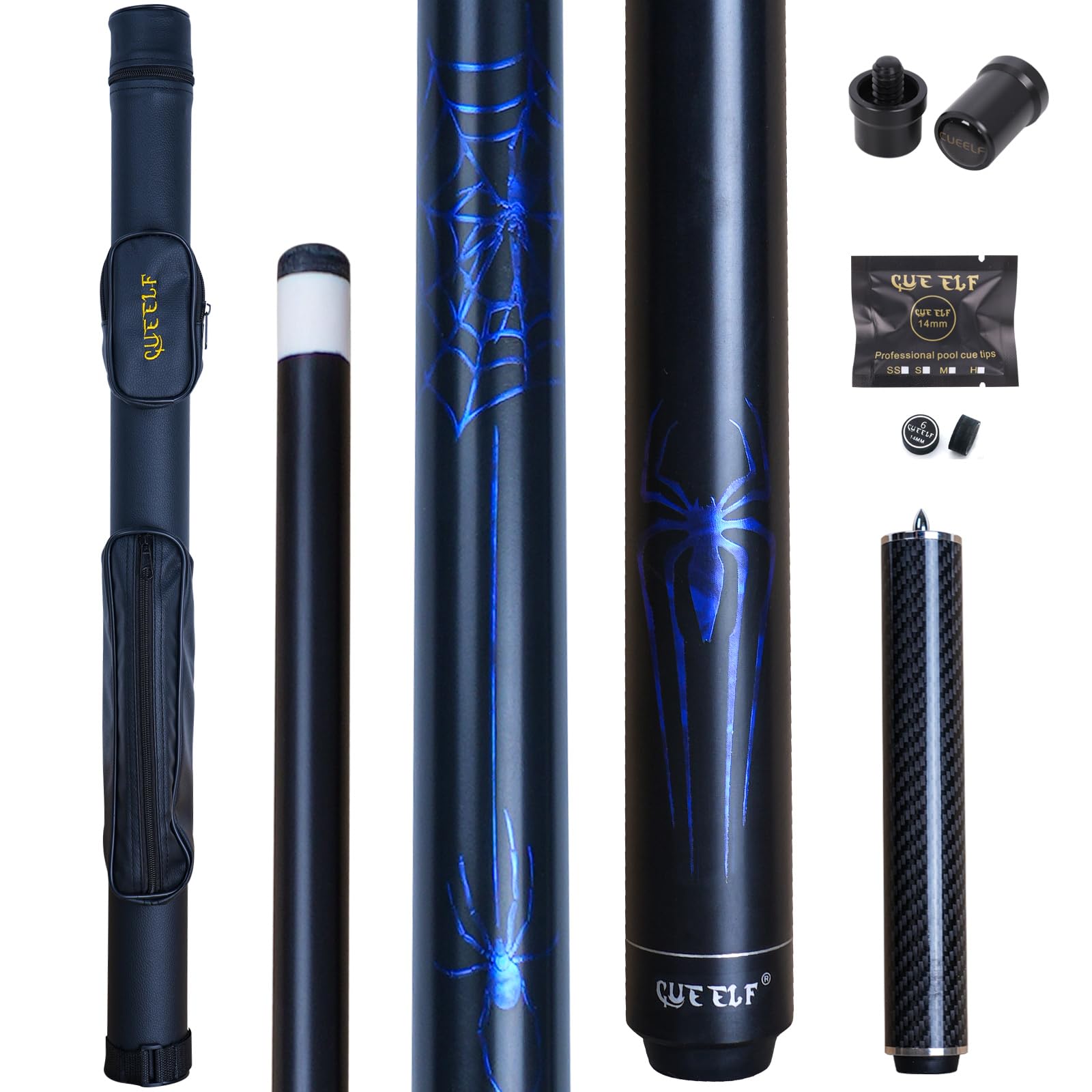 CUEELF Pool Cue Stick Spider Professional Billiard Pool Cue Stick Low Deflection Pool Stick with Case