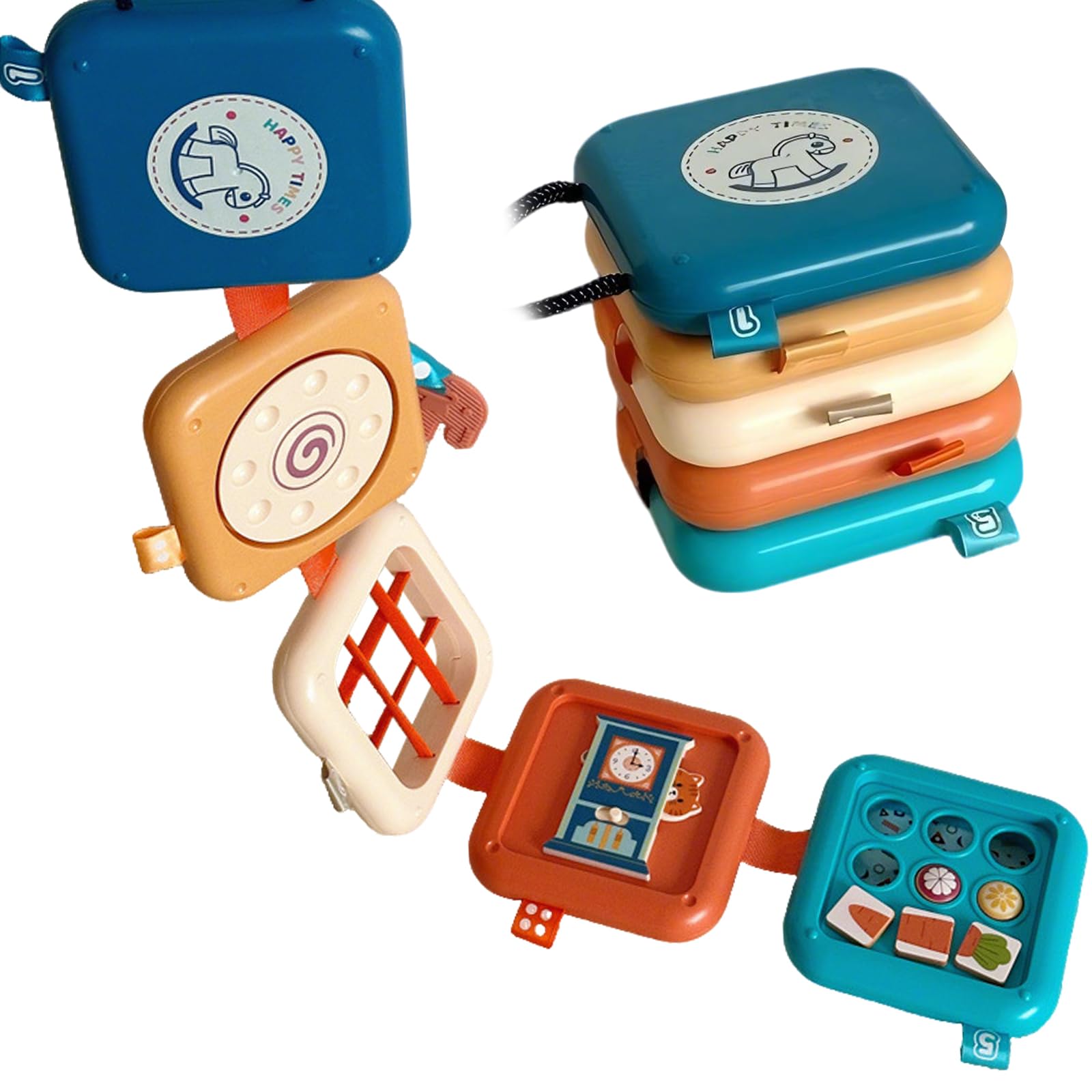 Falafoty Montessori Busy Board Activity Busy Cube Toy for Toddlers 1-3, Foldable Busy Board Baby Plane Travel Toy, Sensory Educational Developmental Learning Toy for Boy Girl,Fine Motor Skills,Gift