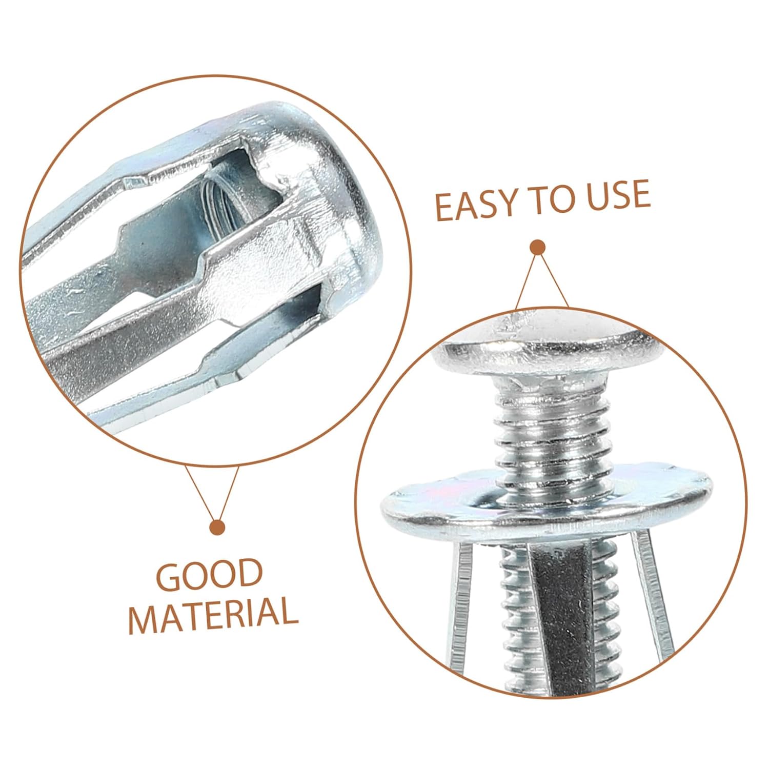 25Sets Threaded Insert Nuts and Screw Anchor Kit for Press Boards Galvanized Petal Nuts Fit for Hollow Walls and Daily Use image 5