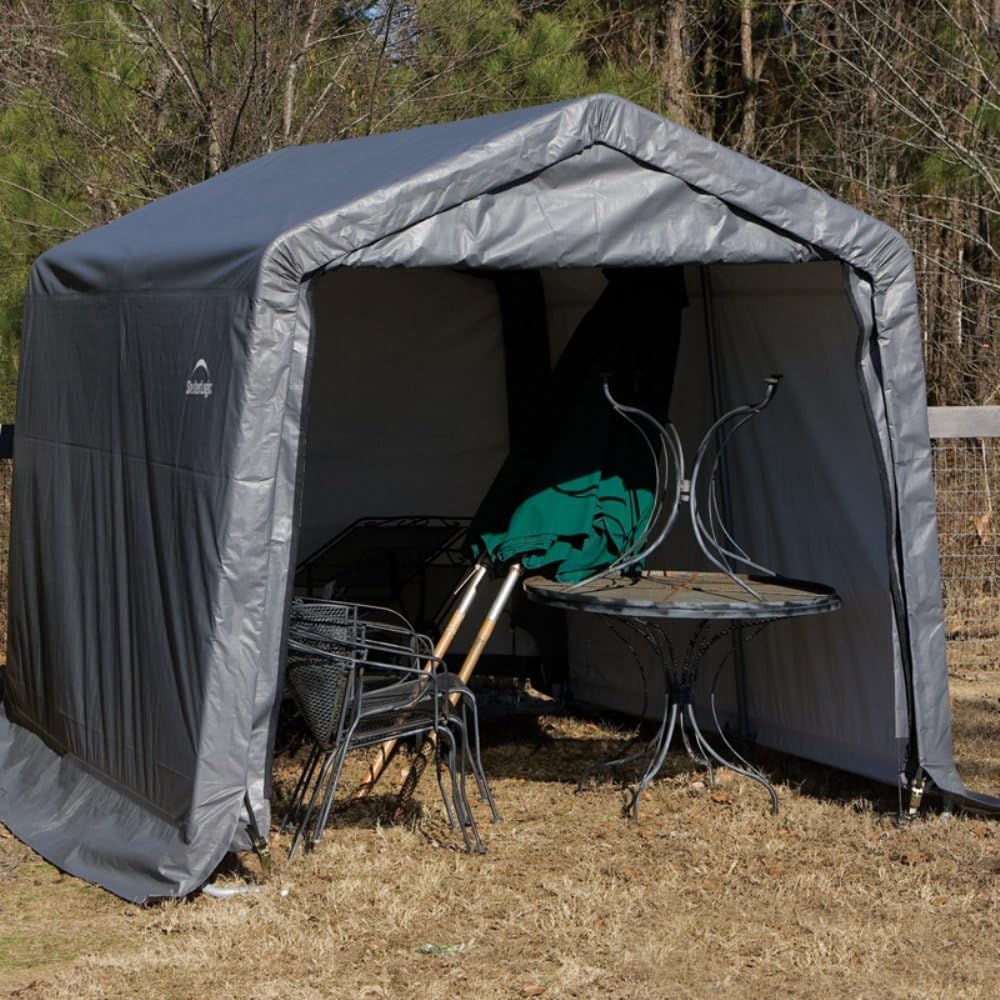 ShelterLogic Peak Style Shed/Storage Shelter - Green, 8ft.L x 10ft.W x 8ft.H, Model Number 72804