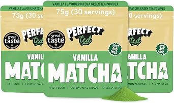 PerfectTed Vanilla Matcha Powder 3 x 75g | Ceremonial Grade Matcha Multipack | Vanilla Matcha Latte Powder | L-Theanine | Natural Flavours | Matcha Fuel | Vegan | Gluten-Free