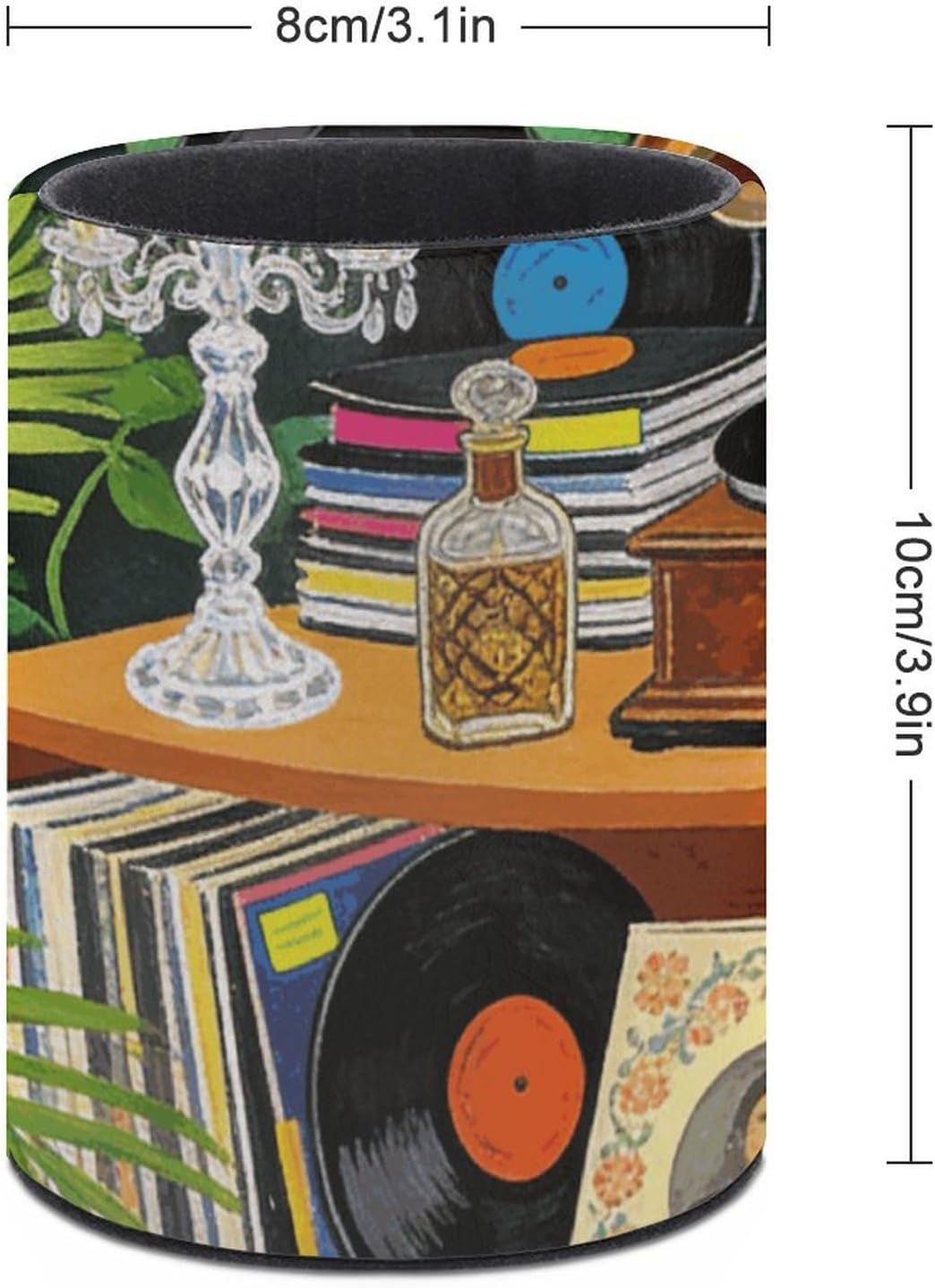 Retro Music Trend Art Illustration_ Pen Holder for Desk Stylish Office Decor Pen Cup Desk Organizer image 2