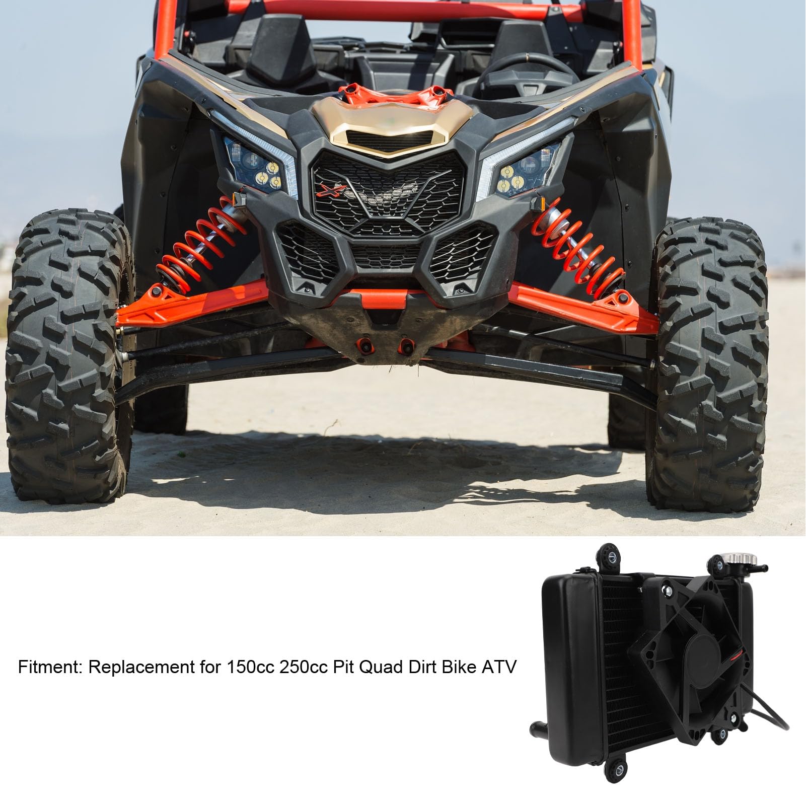 SIXRUN Kit di Raffreddamento Radiatore con Motore Raffreddato Ad Acqua in Lega con Ventola per Ventola per Bici Sterro a Piatto ATV, Installazione Semplice, Costruzione Robusta