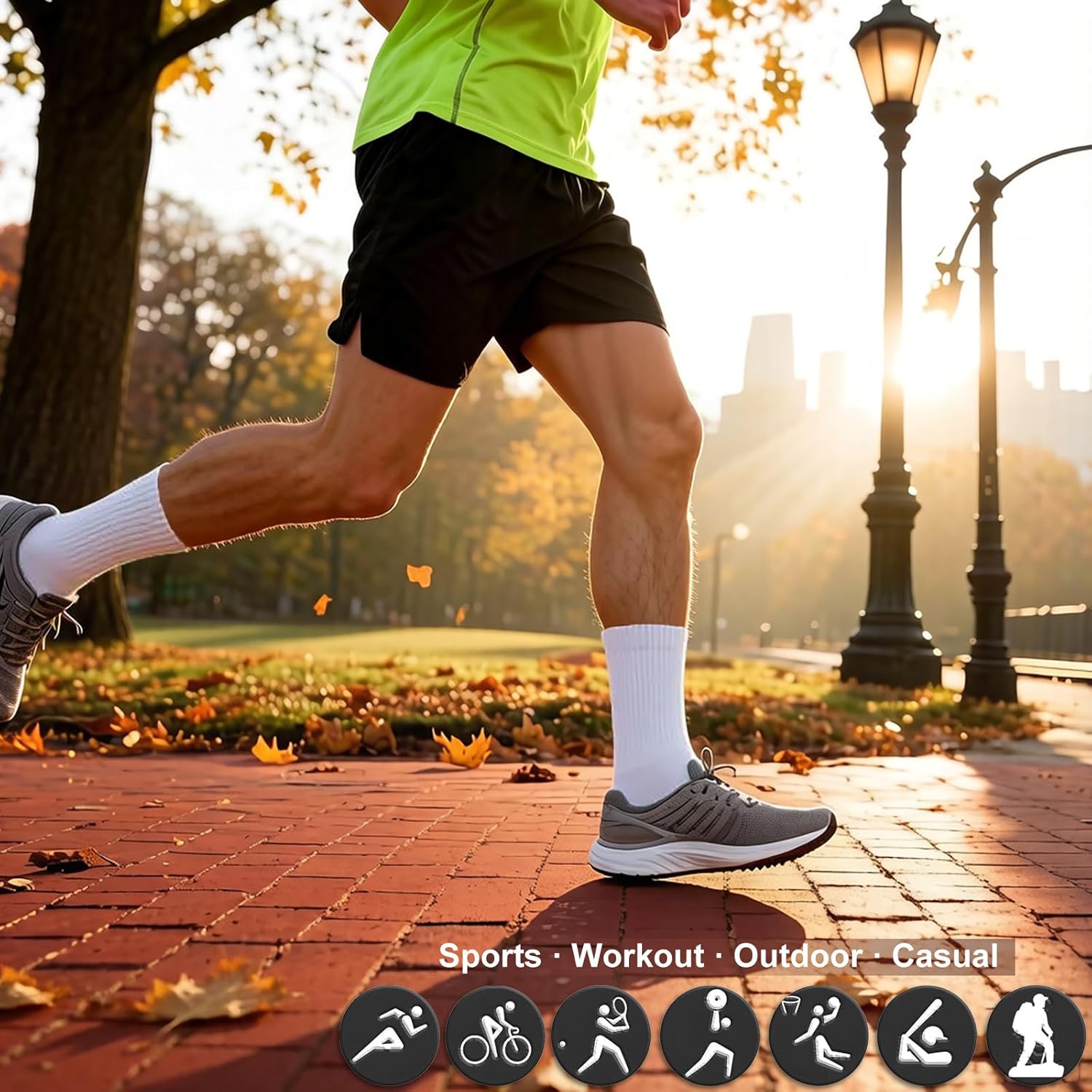 Men Athletic Socks 13-16 Women Cotton Socks Sports Training Running Basketball Tennis Hiking Reinforced Cushioned White XL 6 pairs