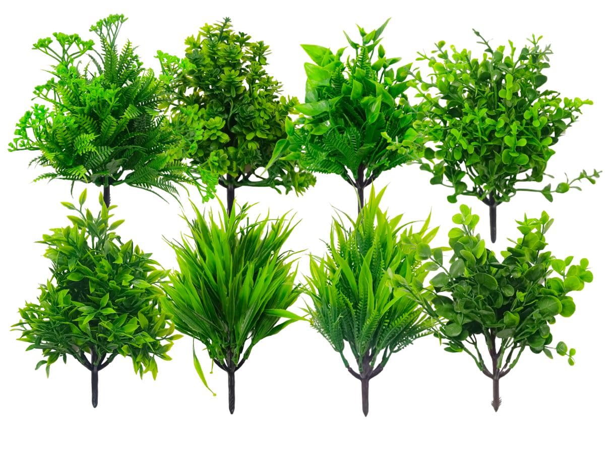 Dekorly Artificial Plastic Mix Green Grass Fake Outdoors Plant Bushes Decor Faux Greenery Shrubs For Outdoor And Indoor, Artificial Shrubs Stems | Height- 7 Inches (Multi-8) (B0CHJ88HZ2) Amazon Price History, Amazon Price Tracker