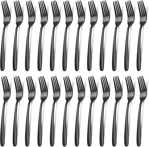 Miniatura 21 de Unokit Juego de 24 tenedores de cena de acero inoxidable, 24 tenedores plateados (7.1 pulgadas), juego de 24 tenedores, tenedores de cubiertos