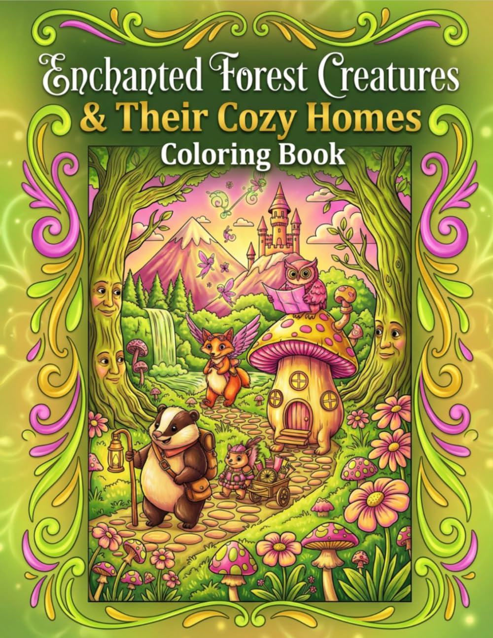Enchanted Forest Creatures: and Their Cozy Homes Coloring Book