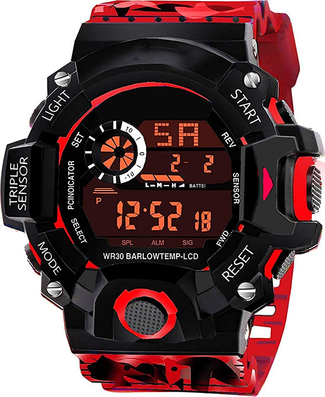 Acnos Polyurethane Premium Brand-A Digital Watch Shockproof Multi-Functional Automatic Black Dial Red Army Strap Waterproof Digital Sports Watch For Mens Kids Watch For Boys-Watch For Men Pack Of 1 (B09HCQGQ4Y) Amazon Price History, Amazon Price Tracker