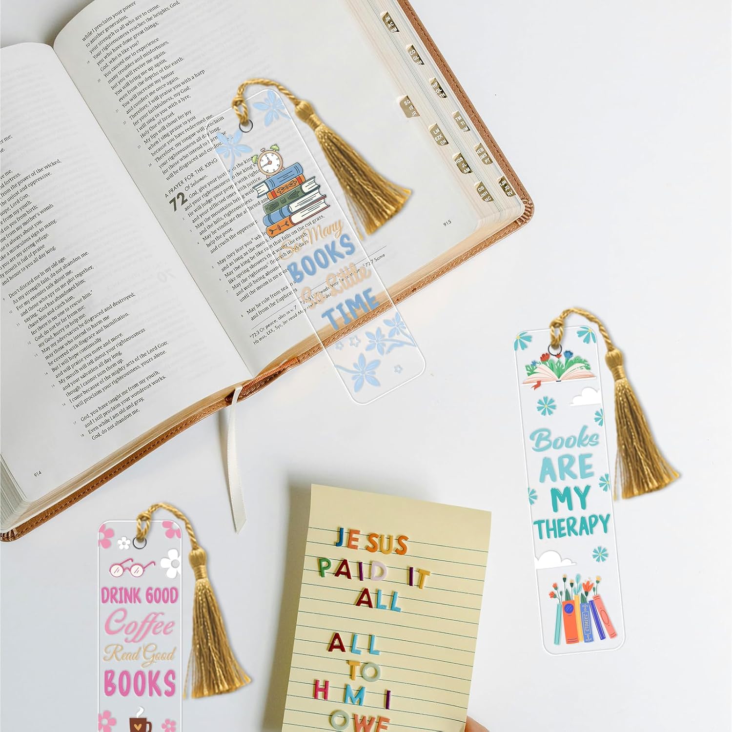 AFRITEE UV DTF Bookmark Stickers - 24 Sheets Book Lovers UV DTF Blank Bookmark Decals, Book Flowers Butterfly Skull Funny Transfer Sticker DIY Blank Acrylic Bookmarks Decoration image 3