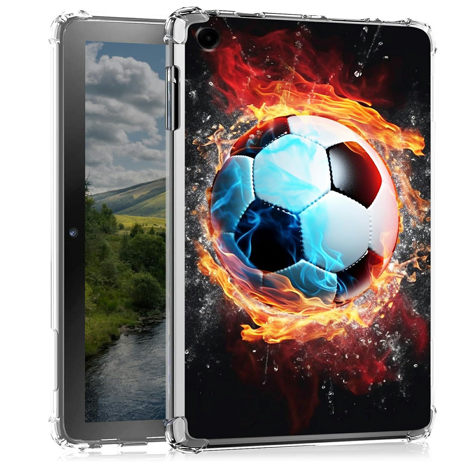 BEOTIWAD Fire Soccer Clear Tablet Case for Samsung Galaxy Tab A9+ 10.9 Inch 2023 Model (SM-X210/X216/X218),Transparent Slim TPU Back Shockproof Shell