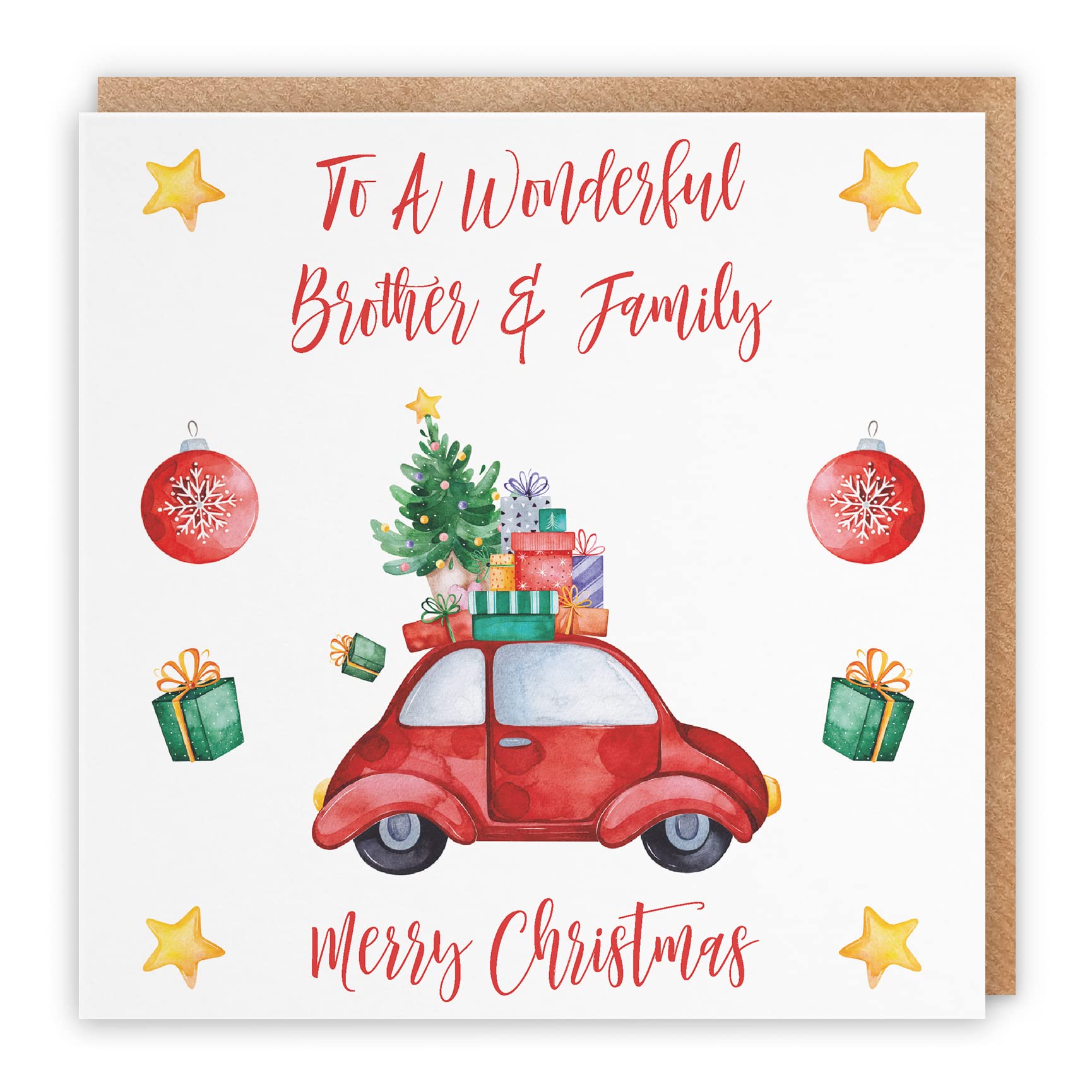 Hunts England - Brother And Family Christmas Card - To A Wonderful Brother & Family - Merry Christmas - Christmas Holiday Collection