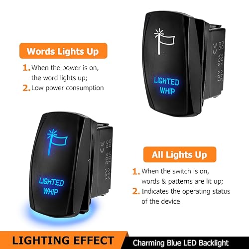 Miniatura 12 de WeiSen Arnés de cableado para señal de giro UTV con interruptor basculante, fusible de relé intermitente, 20 AWG 2 cables 12V/24V, kit de cableado