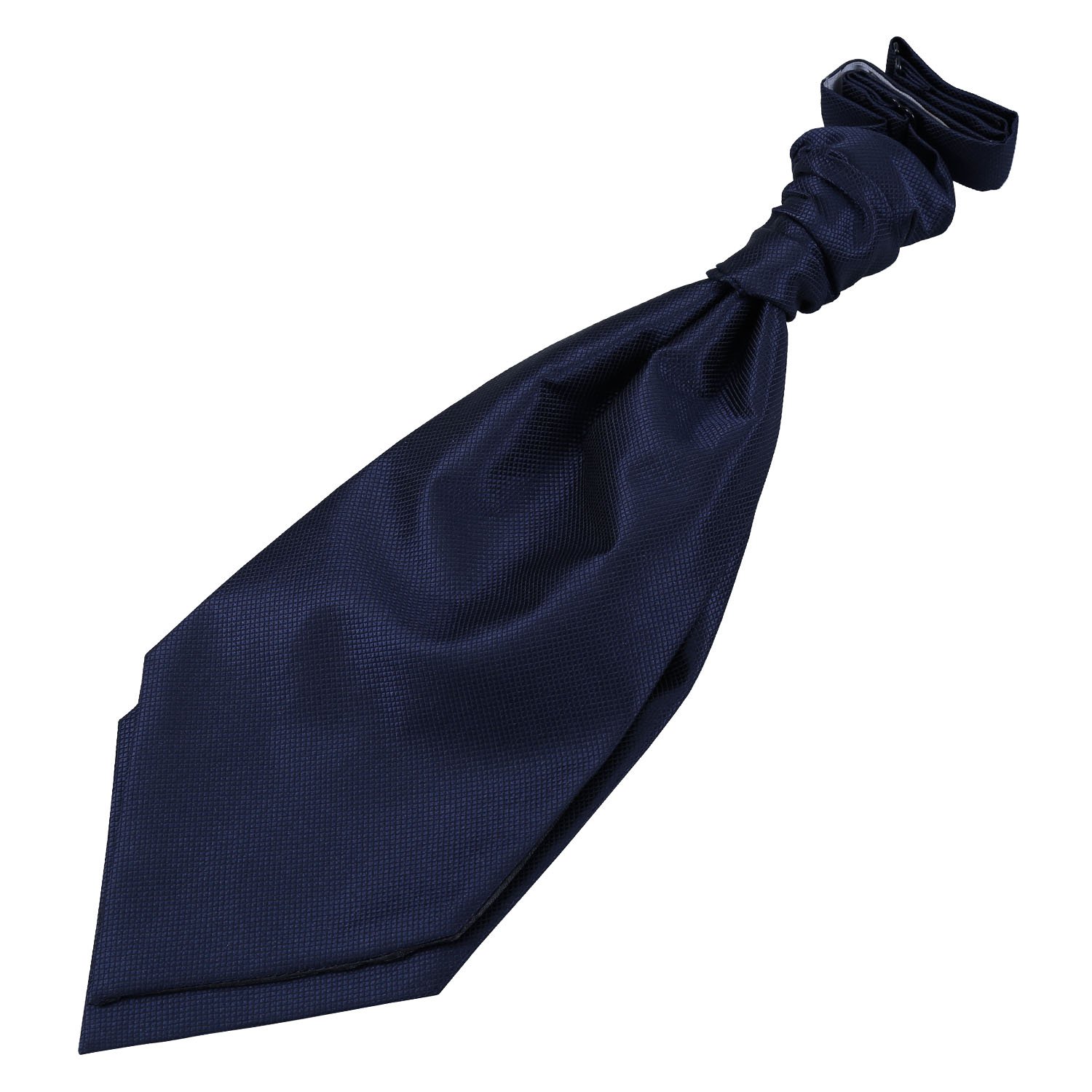 DQT Boys Solid Check Pre-Tied Scrunchie Cravat - Wedding Pageboy Formal - Navy Blue